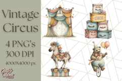Vintage Carnival Animals Clipart PNG, Retro Circus Elements Product Image 1