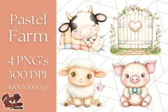 Pastel Farm Nursery PNG Clipart, Baby Animals And Elements Product Image 1