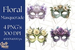 Vintage Garden Masquerade Floral Eye Mask PNG Clipart Product Image 1