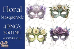 Vintage Garden Masquerade Floral Eye Mask PNG Clipart Product Image 1