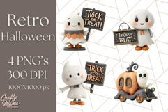 Retro Halloween Clipart Vintage PNG Graphics, 50s Holiday Product Image 1