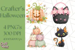 Kawaii Halloween Clipart Cute Kids and Candy Elements Png Product Image 1