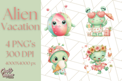 Alien Vacation Clipart PNG, Cute Summer Galaxy Art Clip Art Product Image 1