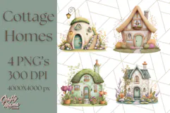 Whimsical Cottagecore Cottage PNG Clipart, Fairy House Png Product Image 1