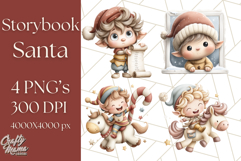 Storybook Santa &amp; Friends PNG Clipart, Christmas Png Clipart Product Image 1