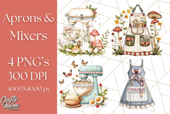 Cottagecore Kitchen Mixer, Apron PNG Clipart, Retro Floral Product Image 1