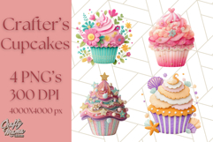 Paper Cupcake Clipart Layered Paper Scrapbook Collage Png Product Image 1