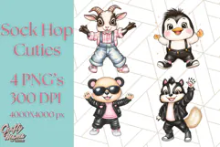 Sock Hop Animal Dance Party PNG Clipart, Cute Retro 1950s Product Image 1