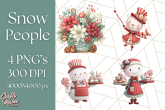 Snowman Family Clipart PNG Winter Holiday Art Product Image 1