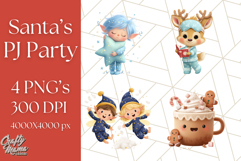 Santa’s Pajama Day Clipart, Cute Christmas Bedtime PNG Product Image 1