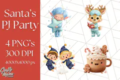 Santa’s Pajama Day Clipart, Cute Christmas Bedtime PNG Product Image 1