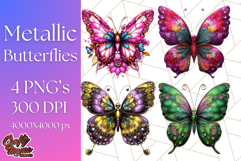 Metallic Butterfly Clipart PNG Clipart, Vibrant Butterfly Product Image 1
