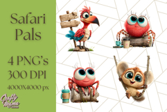 Cute Safari Animal Clipart with Jungle Accessories Png Product Image 1