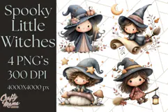Spooky Little Witches Halloween Clipart PNG Product Image 1