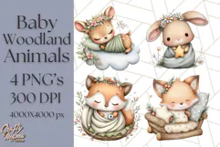 Woodland Nursery Baby Animals Clipart, Cute Animals Png Product Image 1