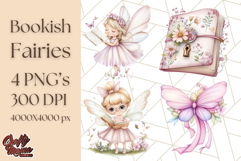 Bookish Fairy PNG Clipart, Whimsical Reading Elements Png Product Image 1