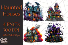 Haunted Houses Clipart PNG, Spooky Halloween Homes Product Image 1