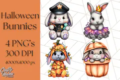 Halloween Bunny Clipart, Cute Bunnies in Costumes PNG Product Image 1