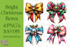 Bright Shiny Christmas Bows PNG Clipart, Winter Holiday Png Product Image 1