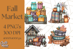 Fall Market Stall Clipart PNG, Rustic Autumn Clip Art Product Image 1
