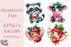 Strawberry Fruit PNG Clipart, Adorable Kawaii Characters Png Product Image 1