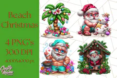 Summer Christmas Clipart PNG, Tropical Holiday Art Clip Art Product Image 1