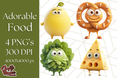 Cute Food PNG Clipart, 3D Adorable Kawaii Characters Png Product Image 1