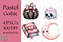 Pastel Goth Halloween PNG Clipart, Creepy Cute Art Product Image 1