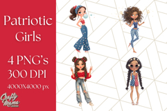 Patriotic Fashion Girl Clipart PNG for 4th of July Product Image 1