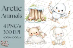 Cute Arctic Animal Clipart PNG, Cute Winter Animals Png Product Image 1