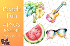 Bright Summer Clipart, Beach & Vacation PNG, Tropical Png Product Image 1