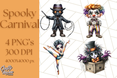Spooky Carnival Characters Clipart PNG, Halloween Clipart Product Image 1