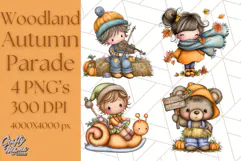 Woodland Autumn Parade Clipart PNG Fall Animals Product Image 1