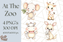 Tiny Zoo Friends Clipart, Cute Cartoon Zoo Animals PNG Product Image 1