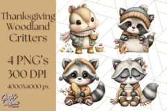 Thanksgiving Woodland Animals Clipart PNG Product Image 1