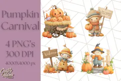 Creepy Carnival Halloween Clipart PNG with Hayride Art Product Image 1