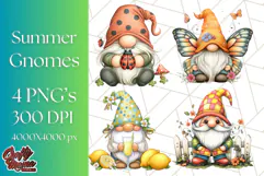 Summer Garden Gnomes Clipart PNG, Summer Country Gnomes Png Product Image 1