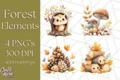 Woodland Forest Scene PNG Clipart, Fall Nature Elements Product Image 1