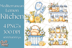 Mediterranean Cottagecore Kitchen PNG Clipart with Lemons Product Image 1