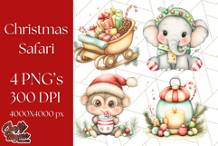 Muted Cute Safari Christmas Animal PNG Clipart, Holiday Png Product Image 1