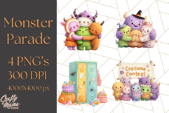 Halloween Costume Parade Clipart PNG with Monsters Clip Art Product Image 1