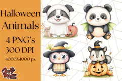 Halloween Animal Costumes PNG, Cute Spooky Animals Clipart Product Image 1