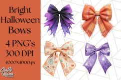 Halloween Bow Clipart, Bright Holiday Ribbon PNG Product Image 1