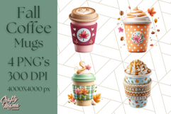 Fall Coffee Cup Clipart PNG, Autumn Mugs, Cozy Drinks Png Product Image 1
