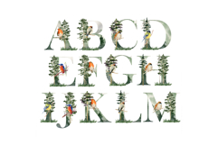 Watercolor forest alphabet with birds. Product Image 2