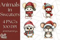 Christmas Animal Clipart, Festive Animals in Holiday Outfits Product Image 1