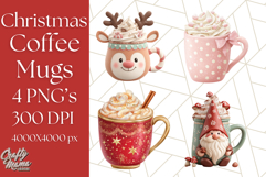 Christmas Coffee Mugs Clipart PNG Festive Cups Product Image 1