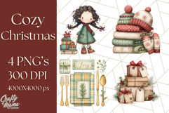 Cozy Christmas Clipart, Santa and Friends PNG Graphics Product Image 1
