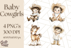 Cowgirl Baby Clipart PNG, Cute Toddler Western Outfit Art Product Image 1