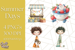Summer Days Clipart, Whimsical Kids PNG Graphics Product Image 1